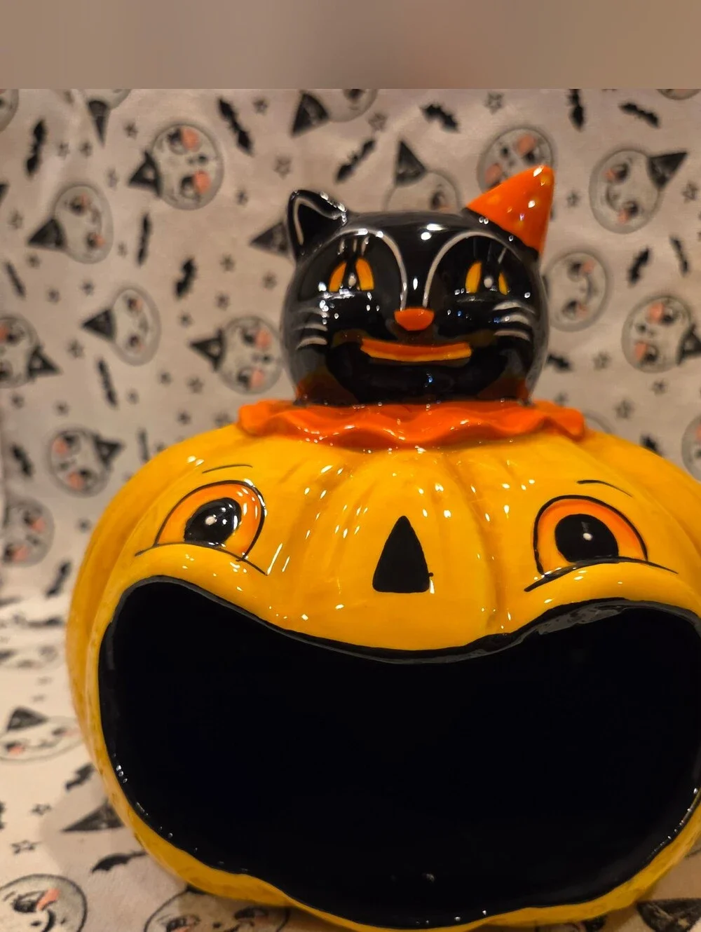 Johanna Parker black cat Pumpkin Big Mouth Bowl - 2026 new candy dish Halloween